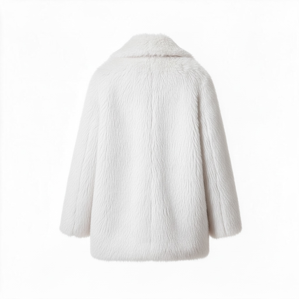 Neige Royale, fausse fourrure blanche, vue de dos