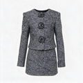 Gris Couture, ensemble tweed veste et jupe, vue de face