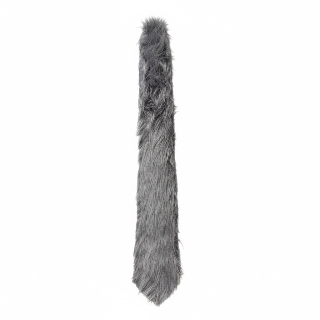 Cravate Signature Brume, fausse fourrure gris fumé