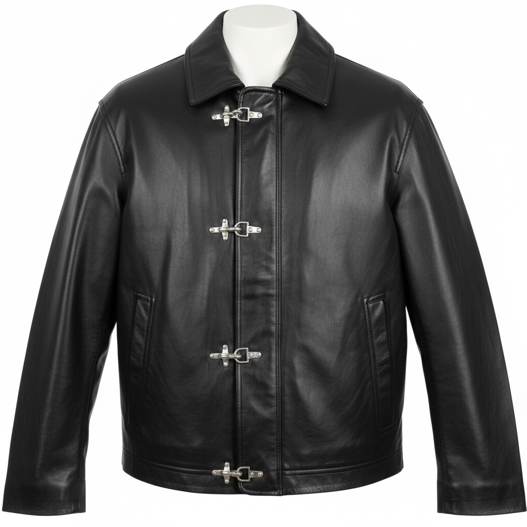 Noir Rebelle, veste en similicuir, vue de face