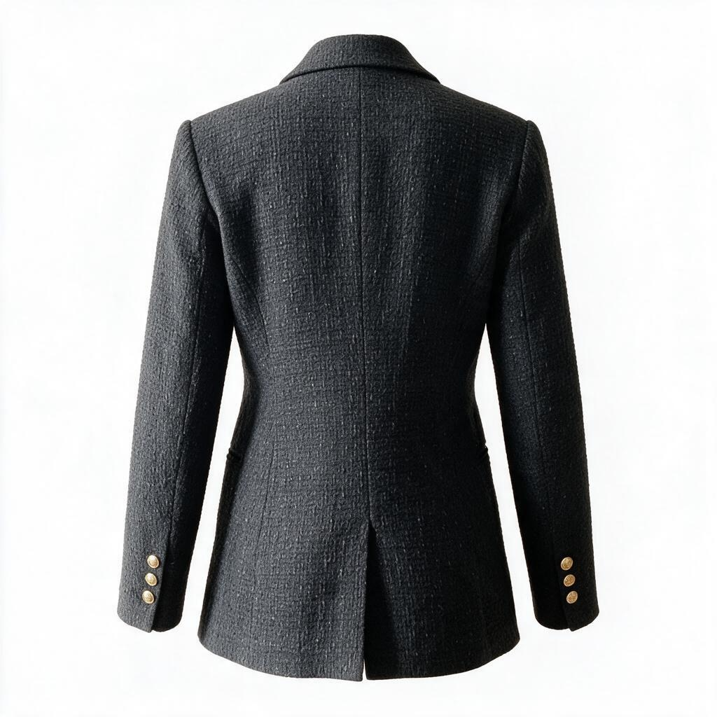 Tweed Obscur, blazer en tweed, vue de dos