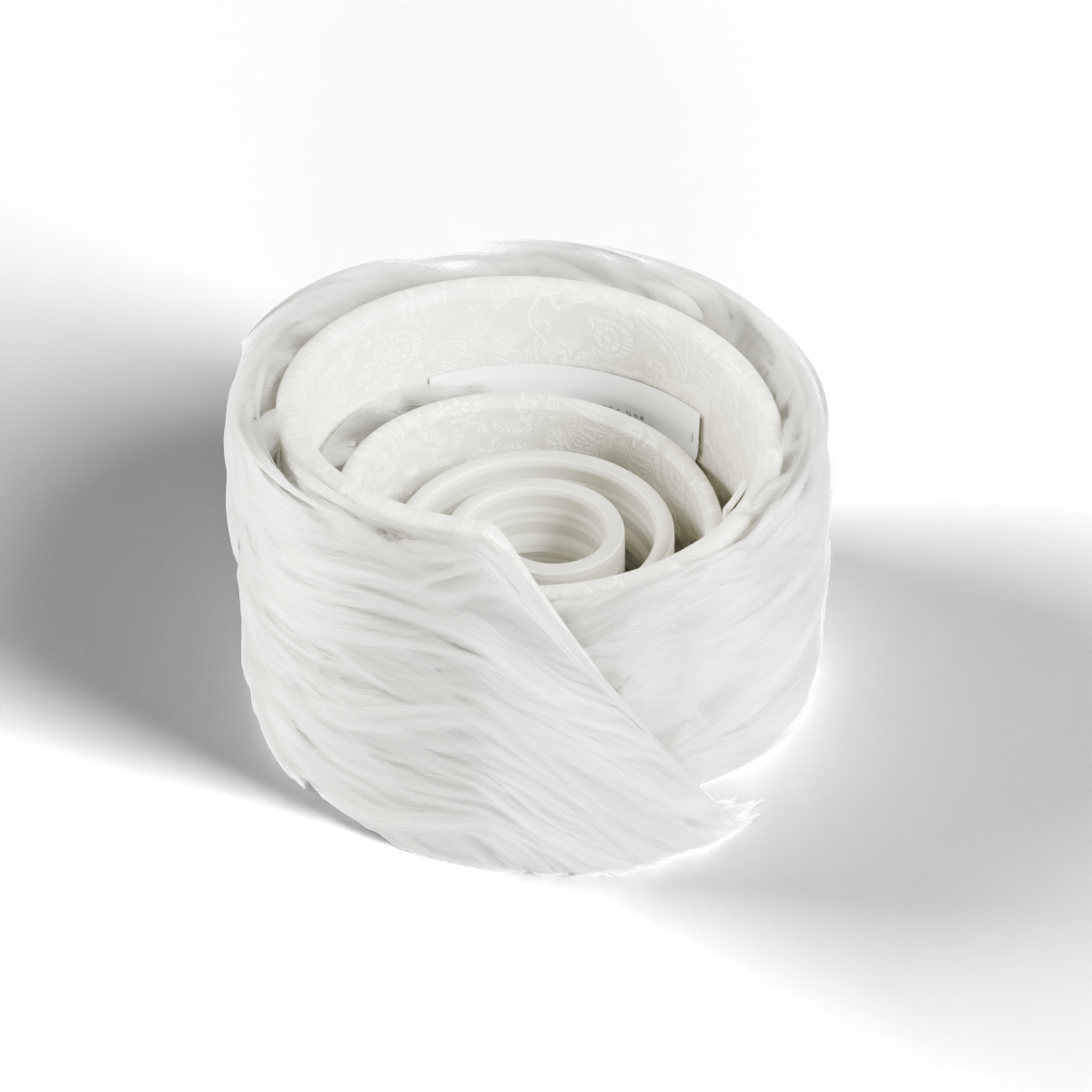 Cravate fourrure SOVINTAGE Neige enroulée (rendu 3D v2)